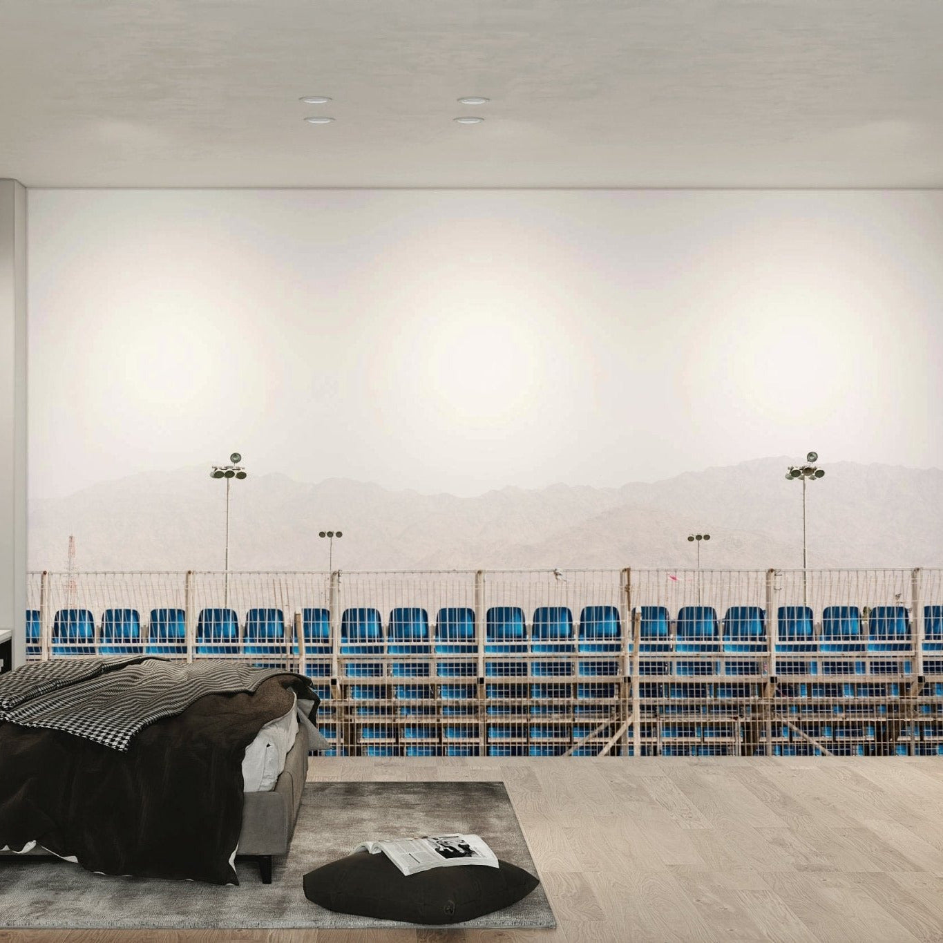 Ranked seats line the open stand under pale light, an Eilat #30 wall mural GD4803
