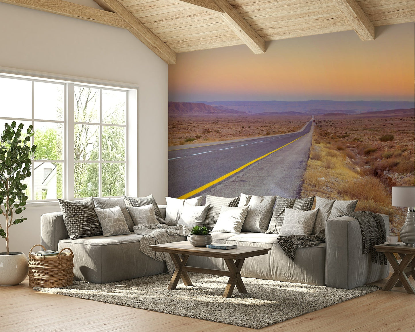 Long road through desert mural wallpaper

