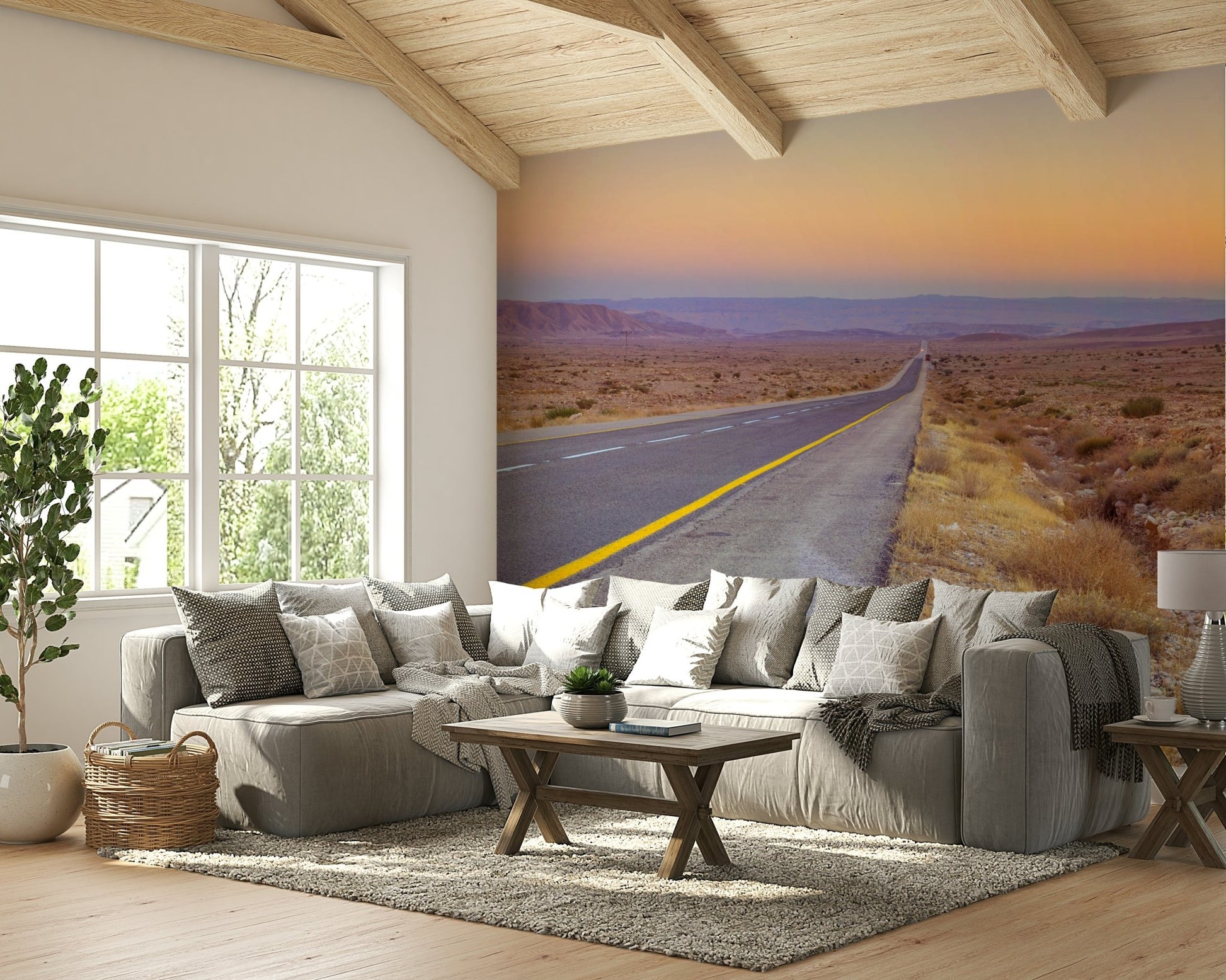 Long road through desert mural wallpaper

