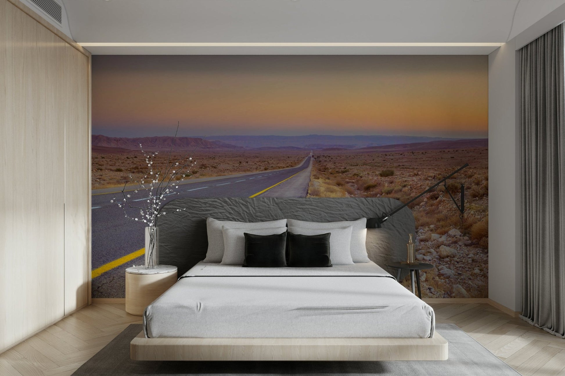 Wall mural with dry land and open path

