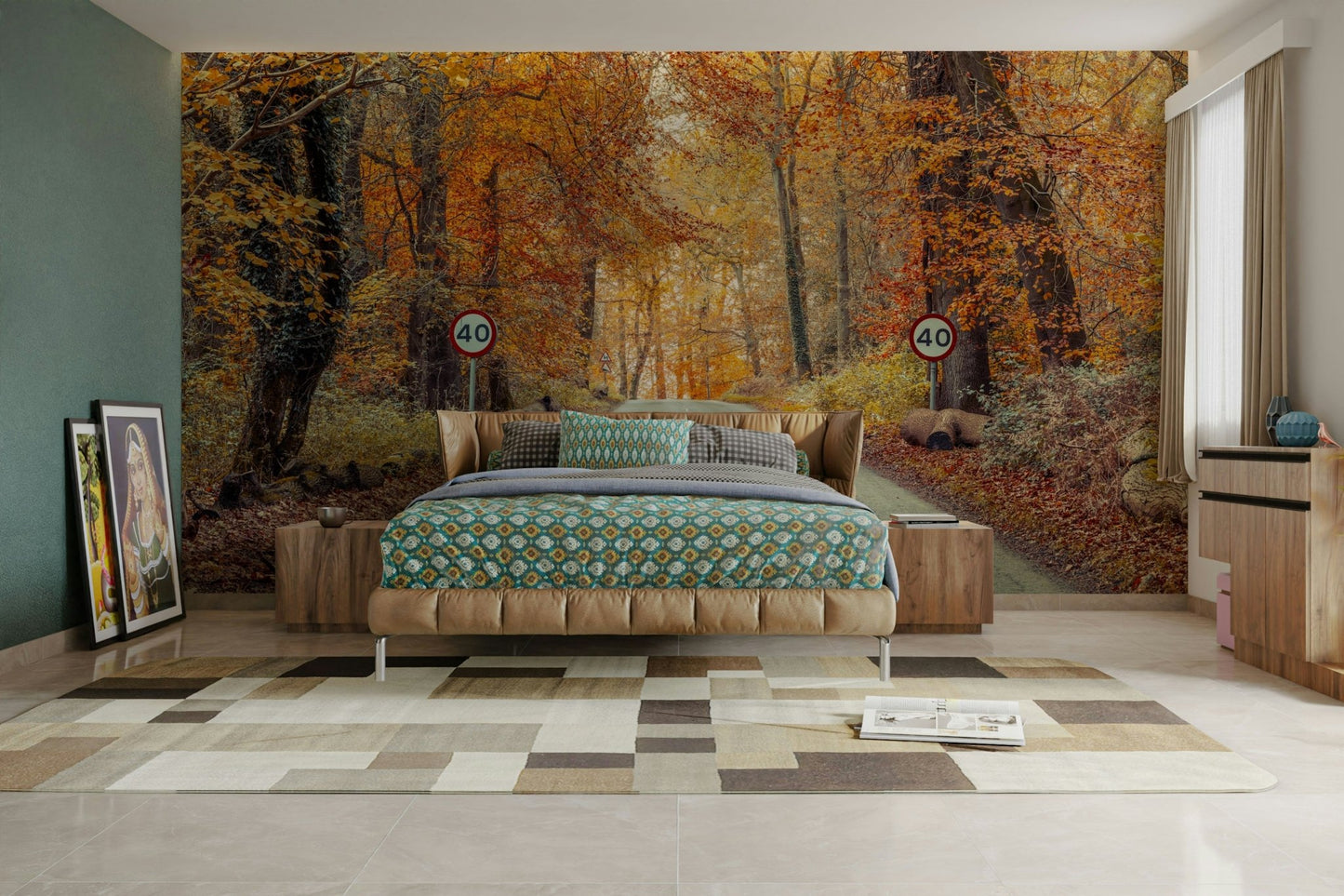 Scenic Drive Through Fall Colors Wall Mural
