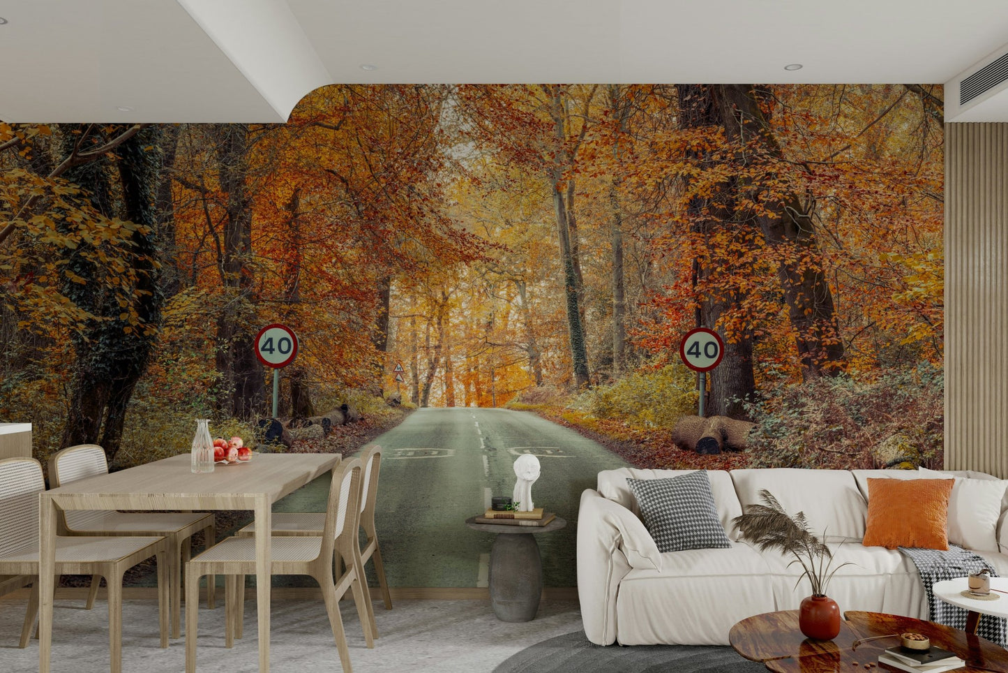 Scenic Drive Through Fall Colors Wall Mural