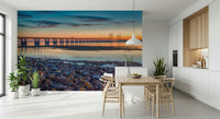 Suspension cables Scenic River Bridge View wall mural vista.