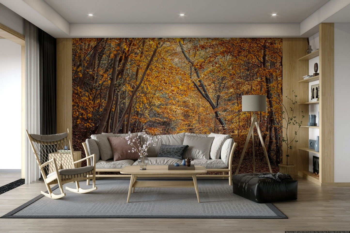 Scenic Woodland Path in Fall Wall Mural