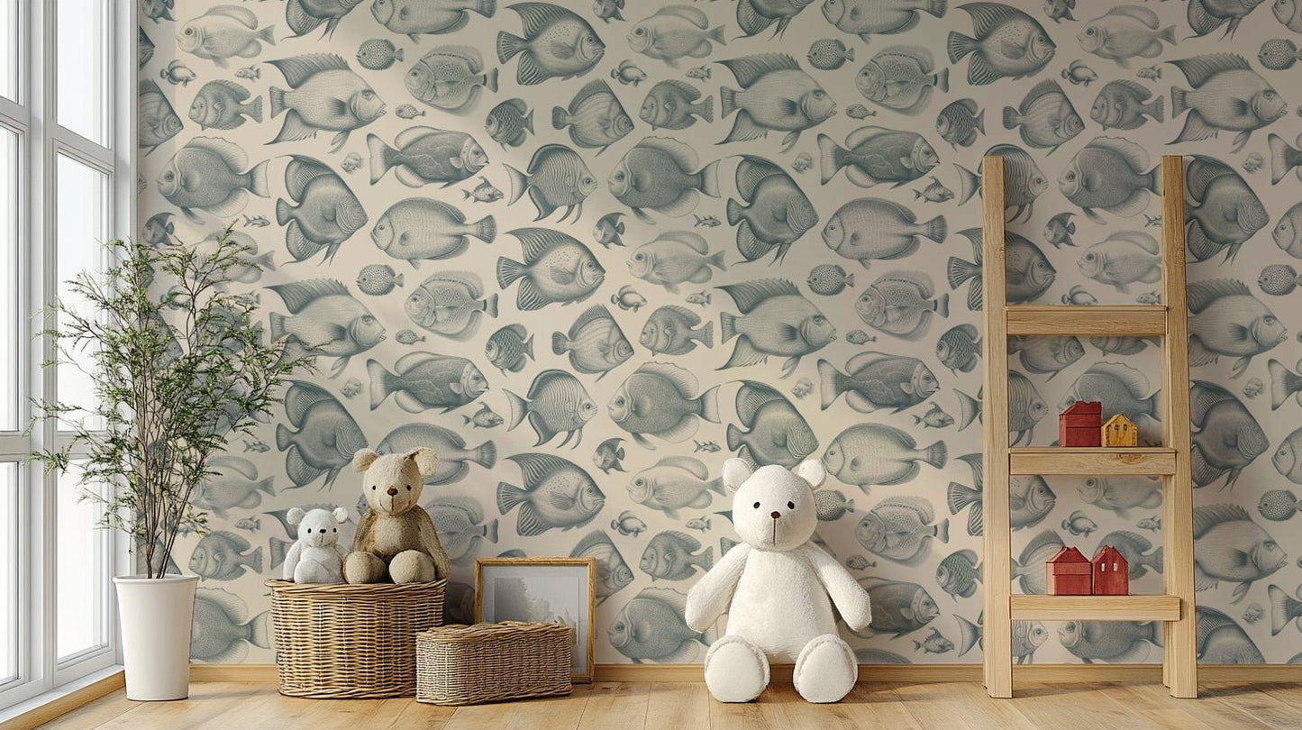 Calming aquatic design wallpaper for bathrooms and bedrooms

