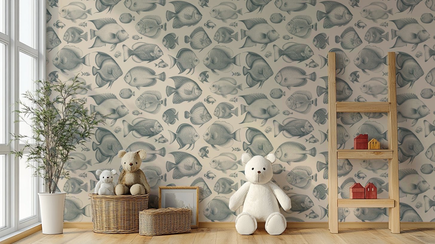 Calming aquatic design wallpaper for bathrooms and bedrooms

