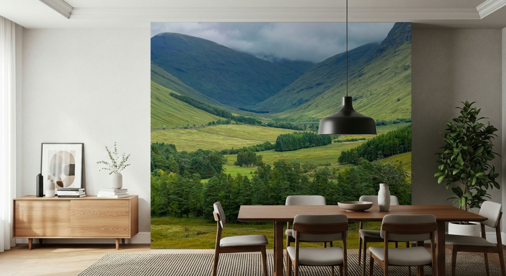 Remote Scottish valley depicted on Scottish Highlands Vista Wall Mural.