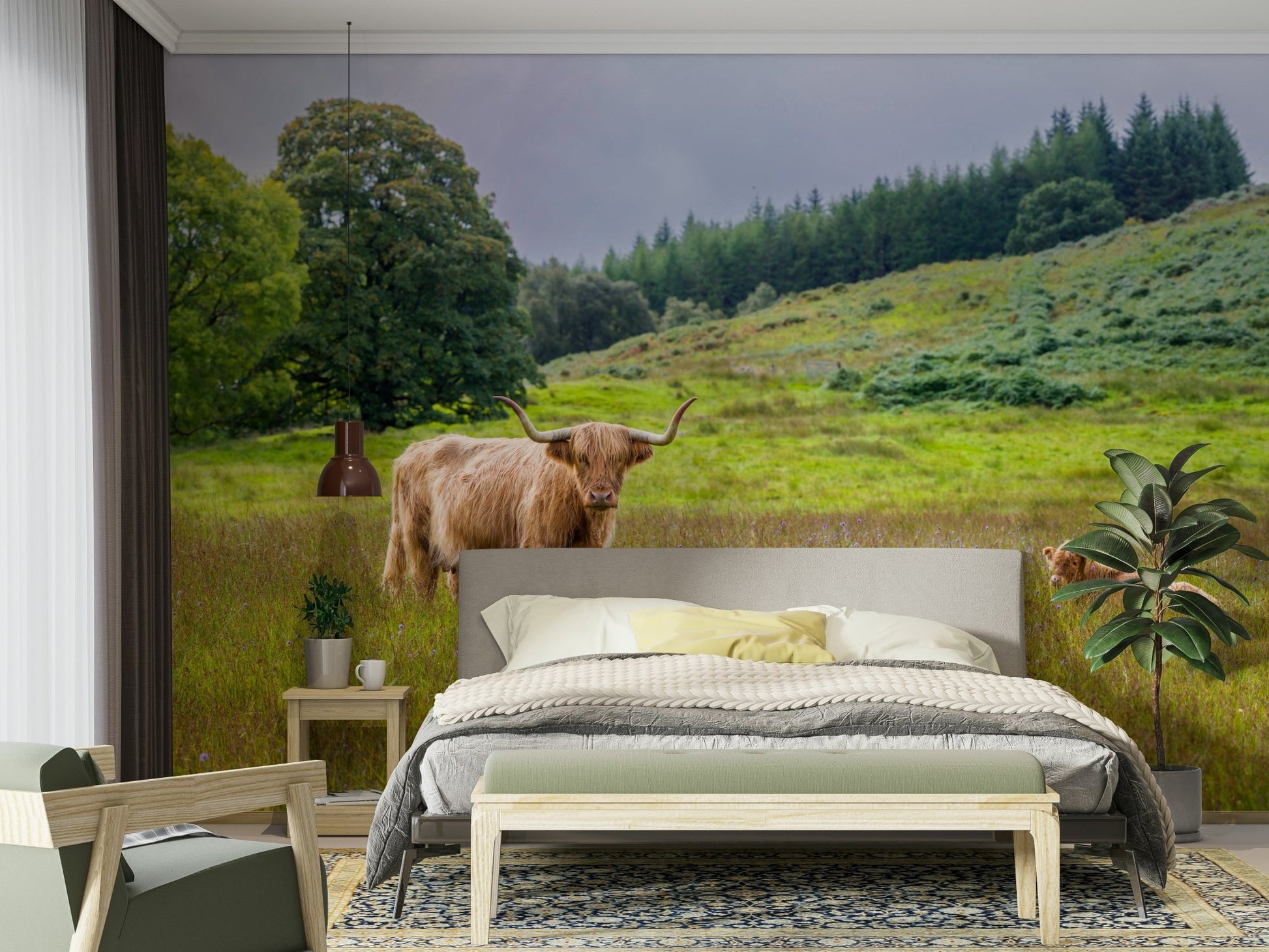 Calm countryside wall mural background

