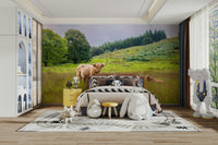 Wide meadow view wall mural design


