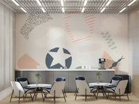 The background has layers of different textures and patterns.

