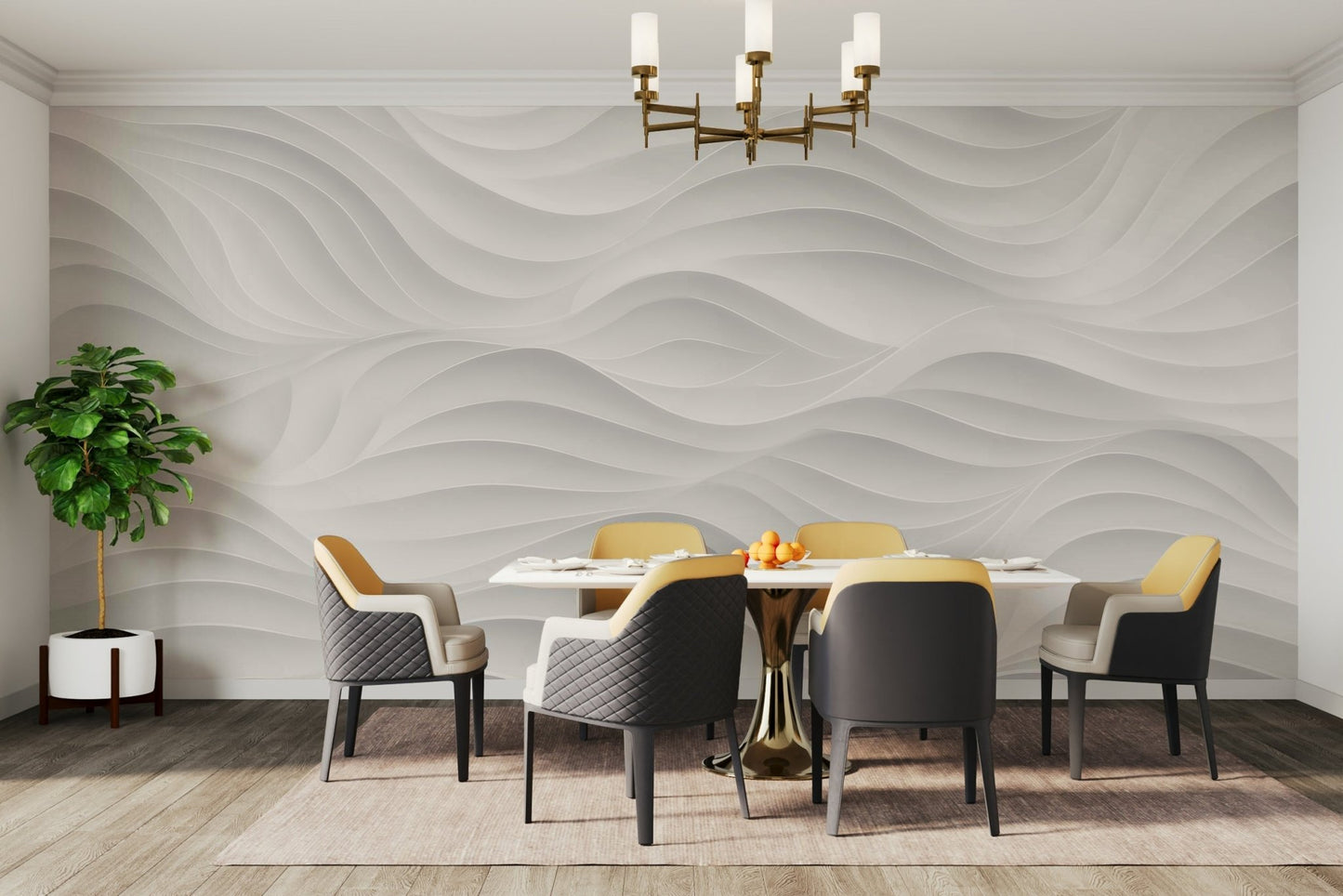 The design features a repeating series of abstract, curved, or geometric shapes.

