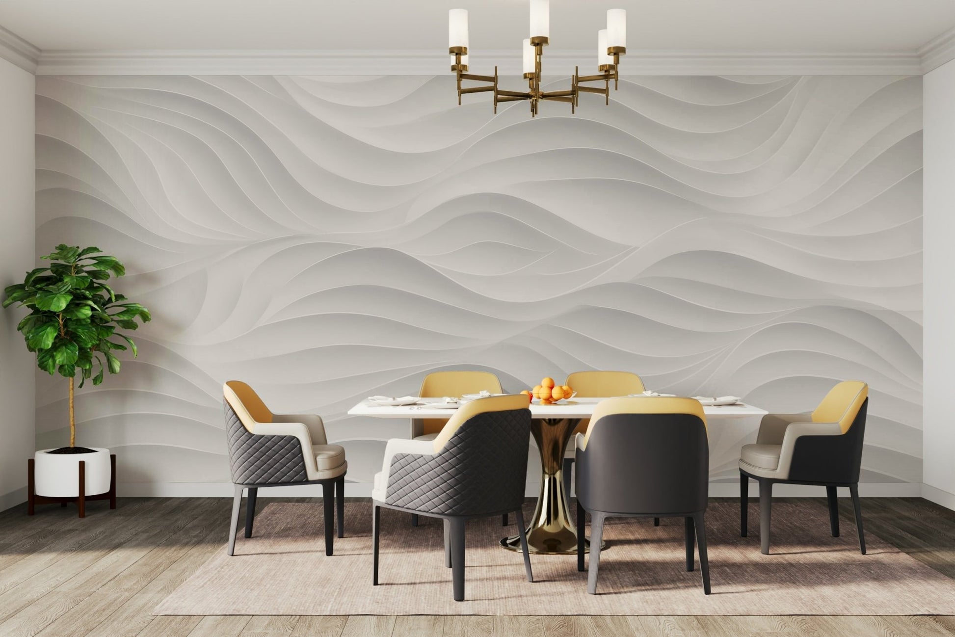 The design features a repeating series of abstract, curved, or geometric shapes.

