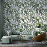 Sculptural Tropics Wallpaper with tropical leaves and bold textures

