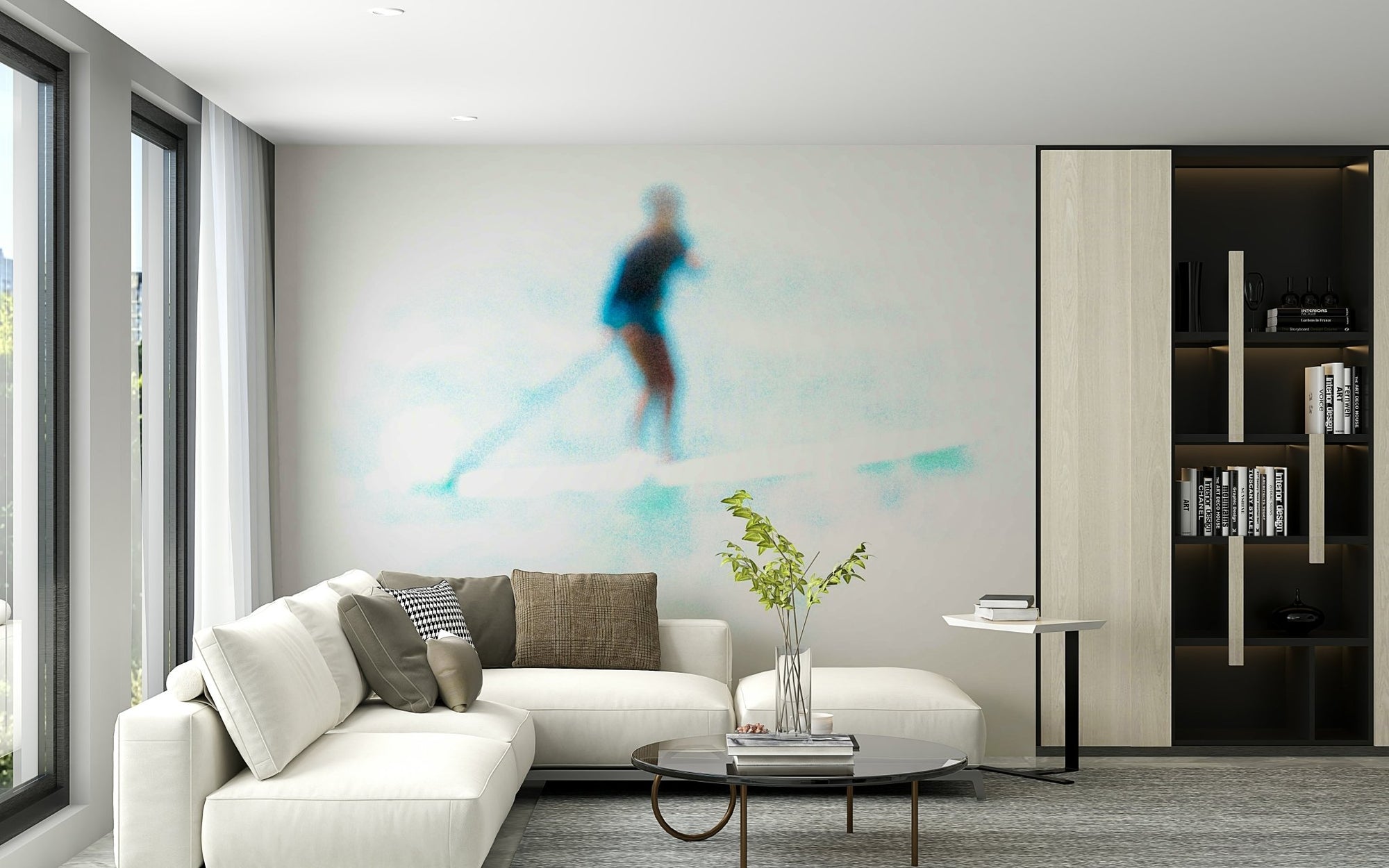 Sdot Yam Beach wall mural showing a soft-focus paddleboarder on bright water GD4935
