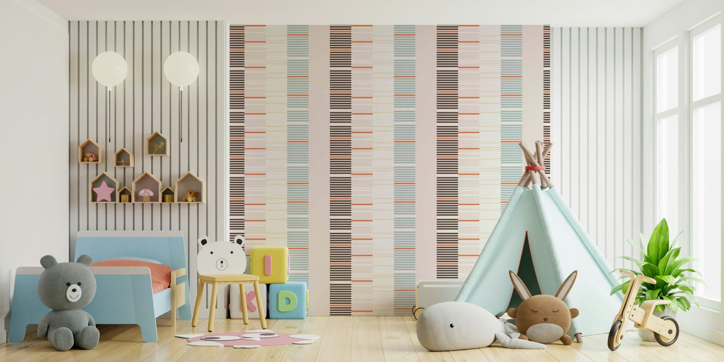 Sea Drift Wallpaper applied above wainscoting in a hallway.