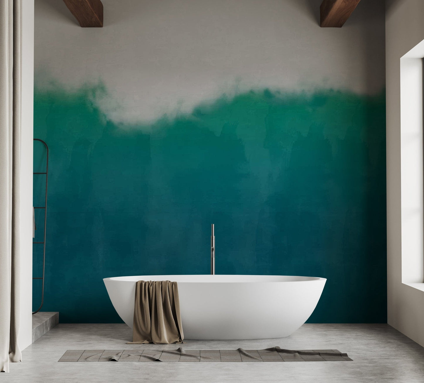 Sea Green Watercolor Peelable Wallpaper
