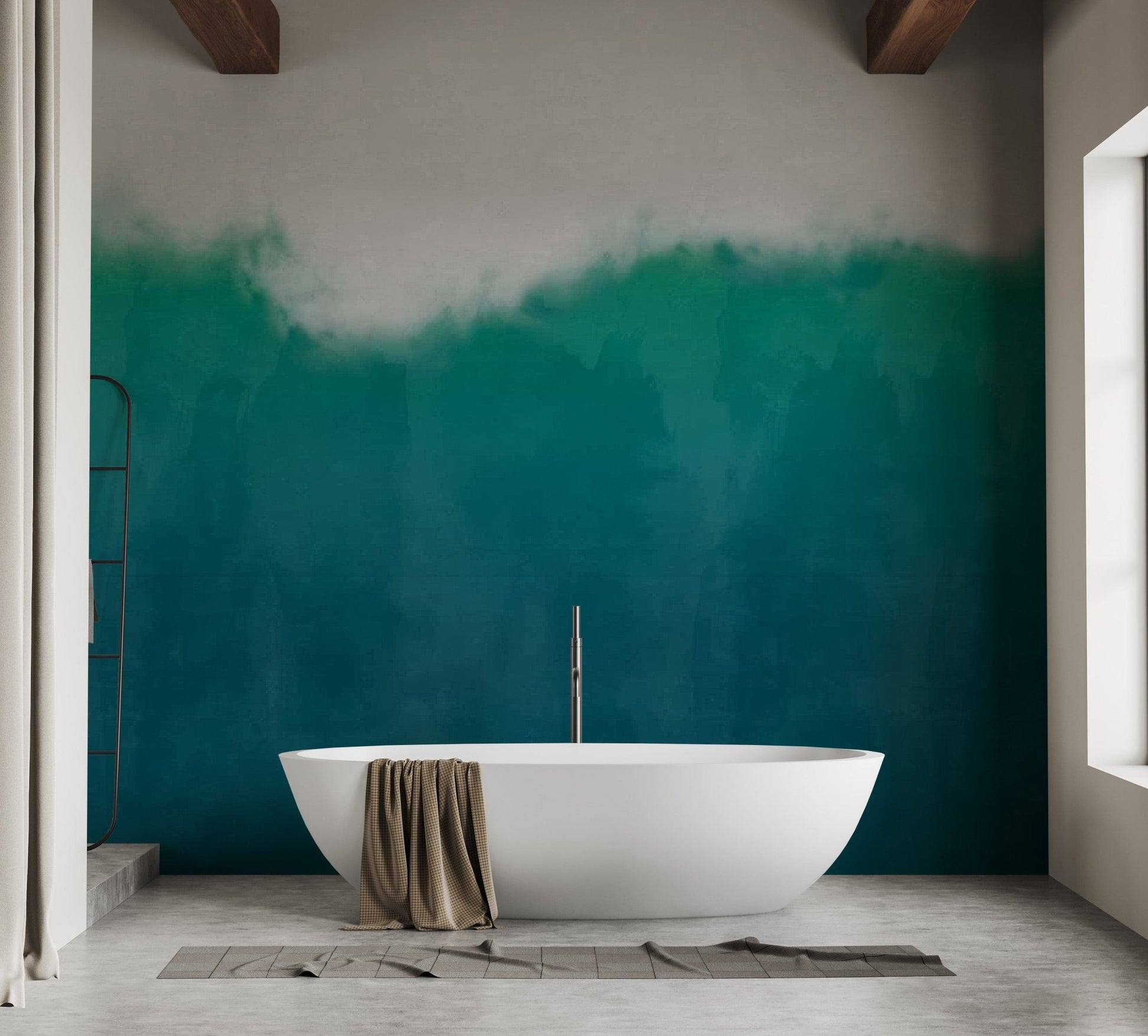 Sea Green Watercolor Peelable Wallpaper