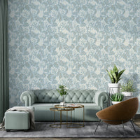 Wallpaper mural with baby blue foliage

