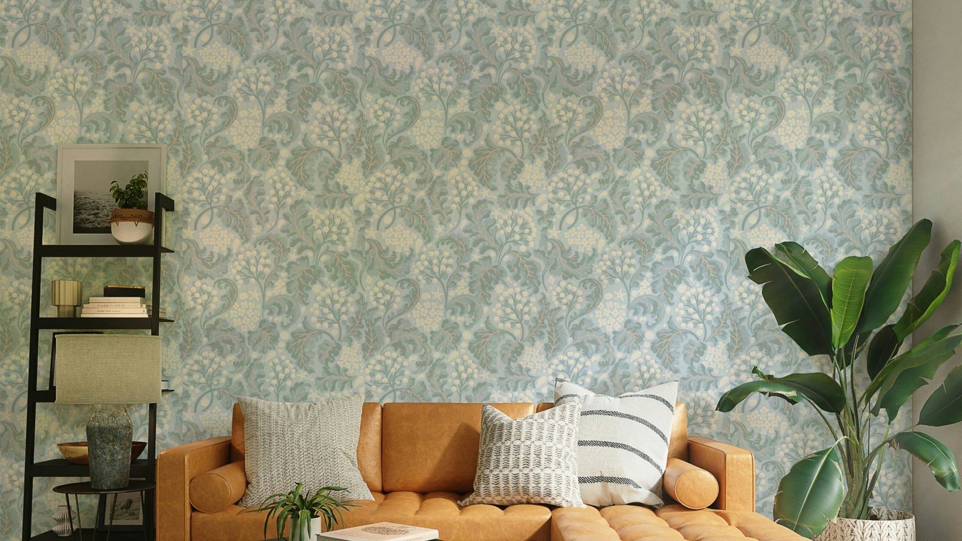 Gentle textured leaf wallpaper close-up

