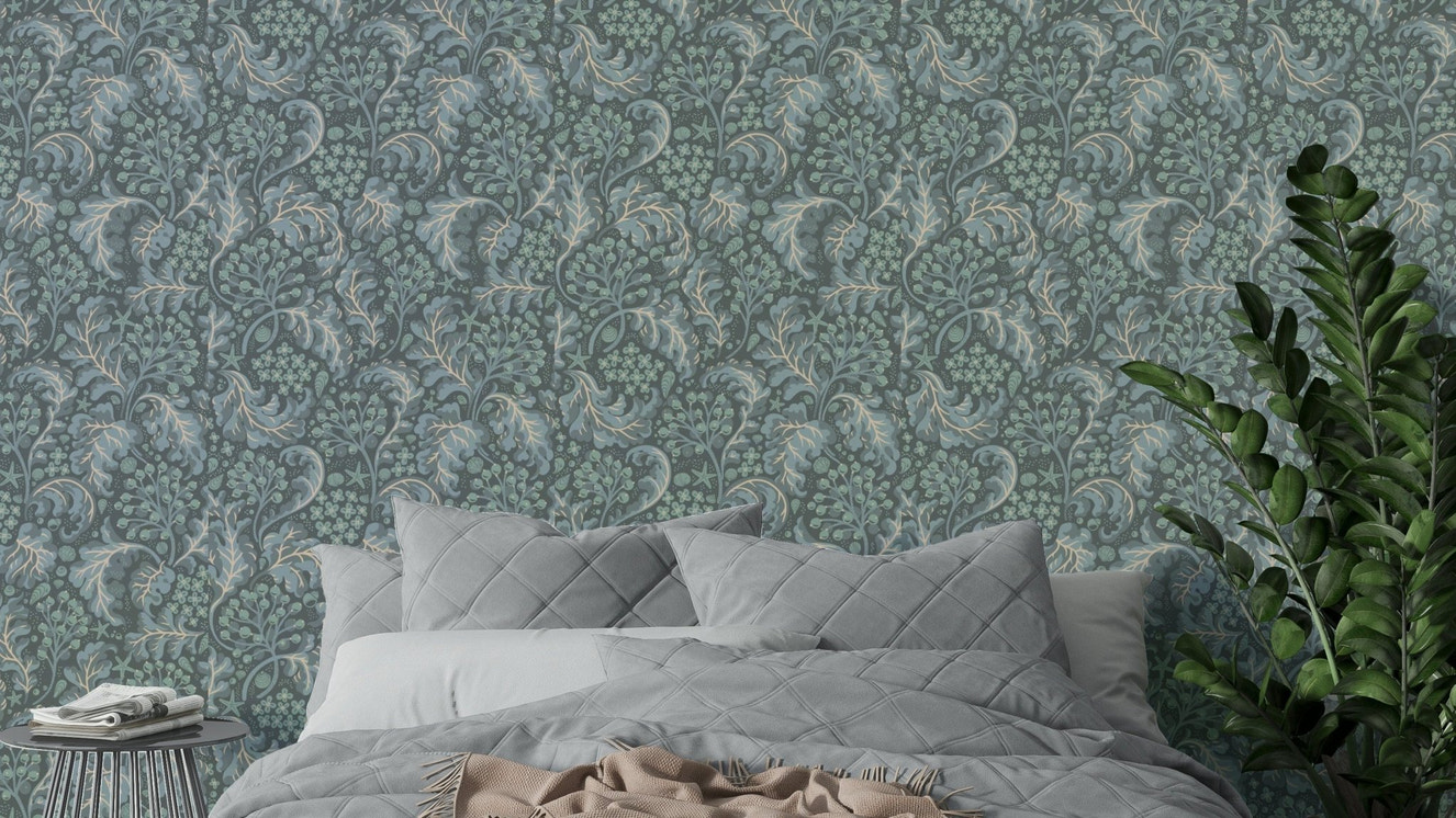 Tranquil botanical wallpaper for bedrooms

