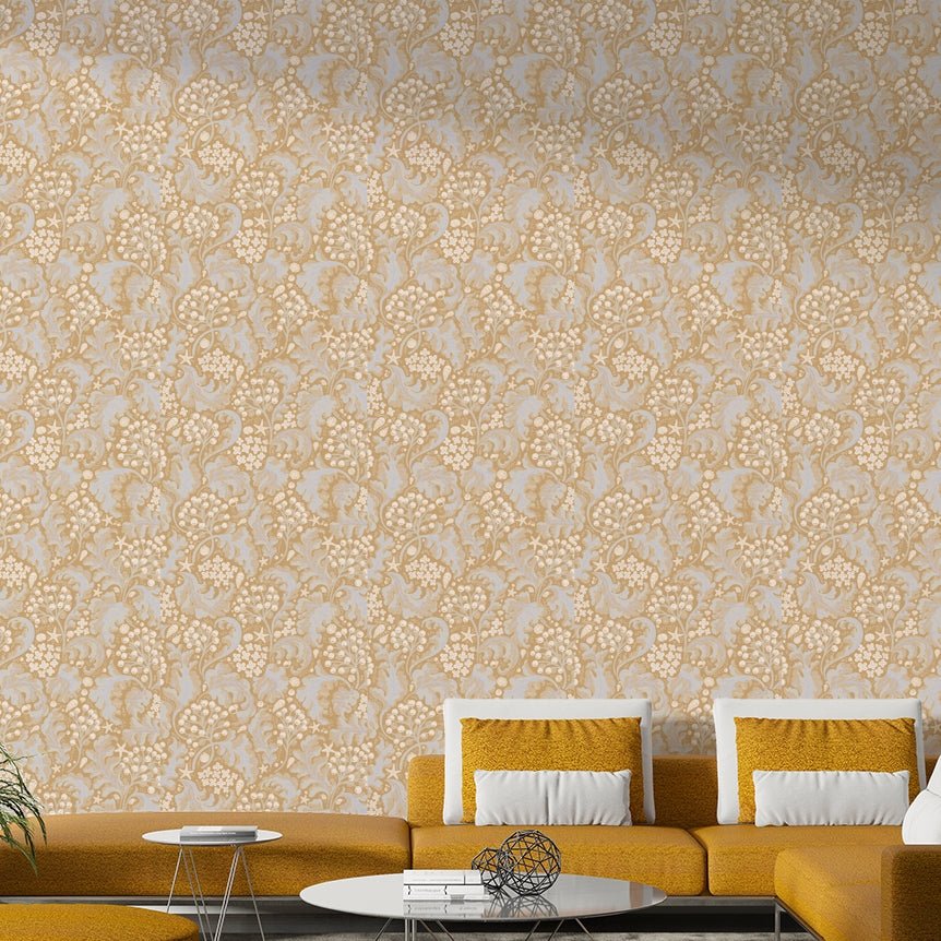 Rustic ochre wallpaper for living rooms

