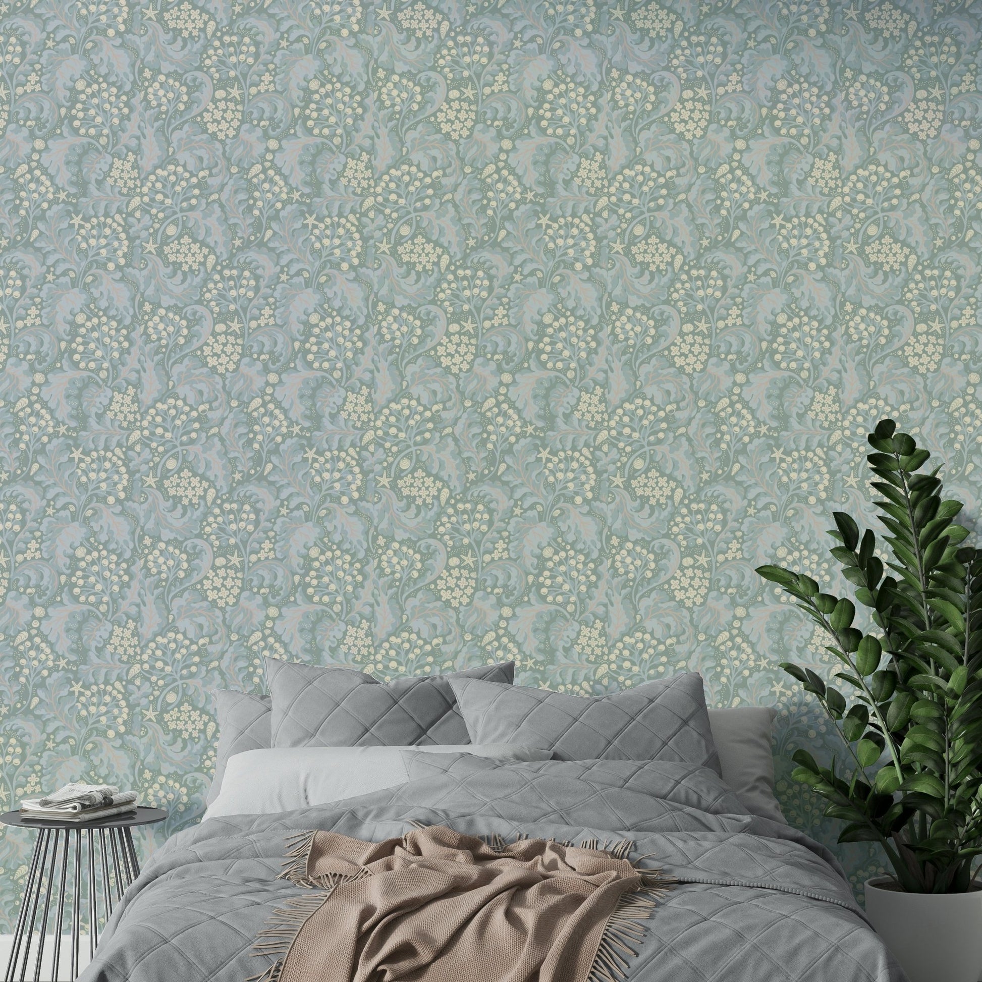 Soft pearlescent wallpaper mural design

