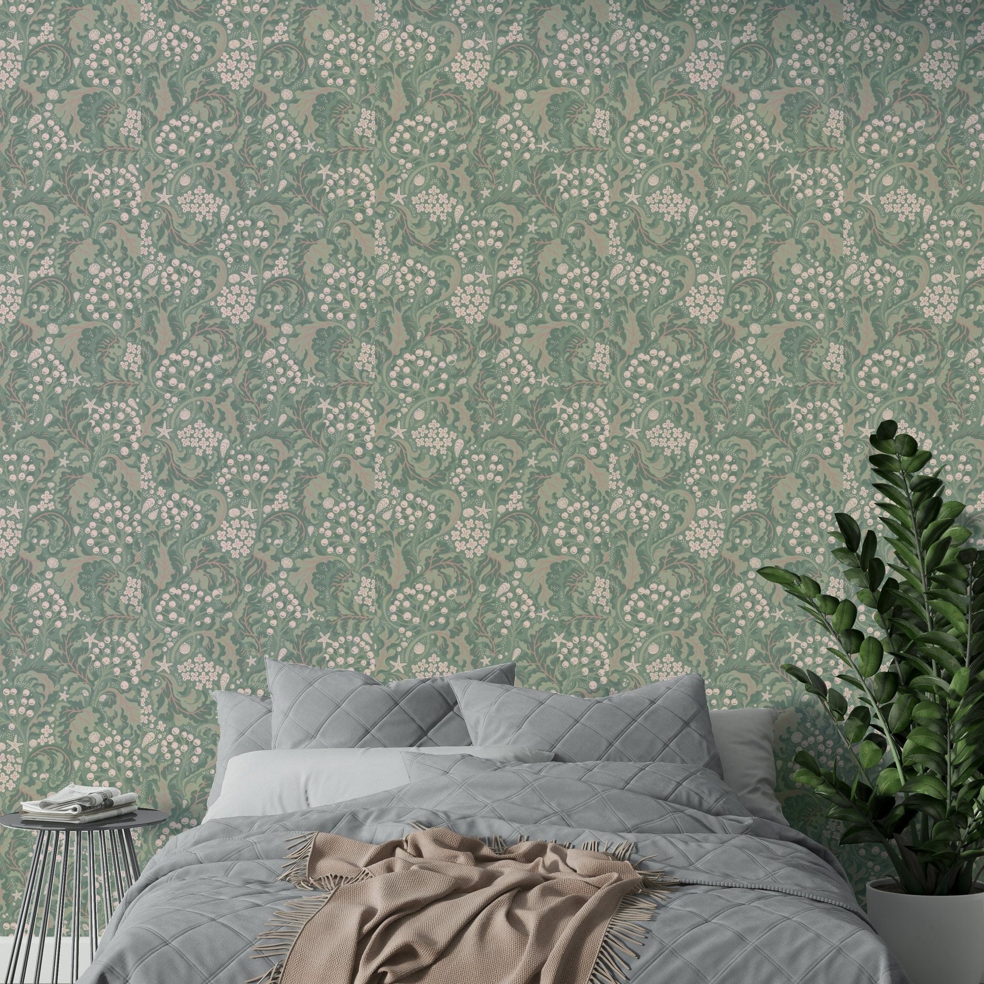 Contemporary green leaf wallpaper close-up GD674

