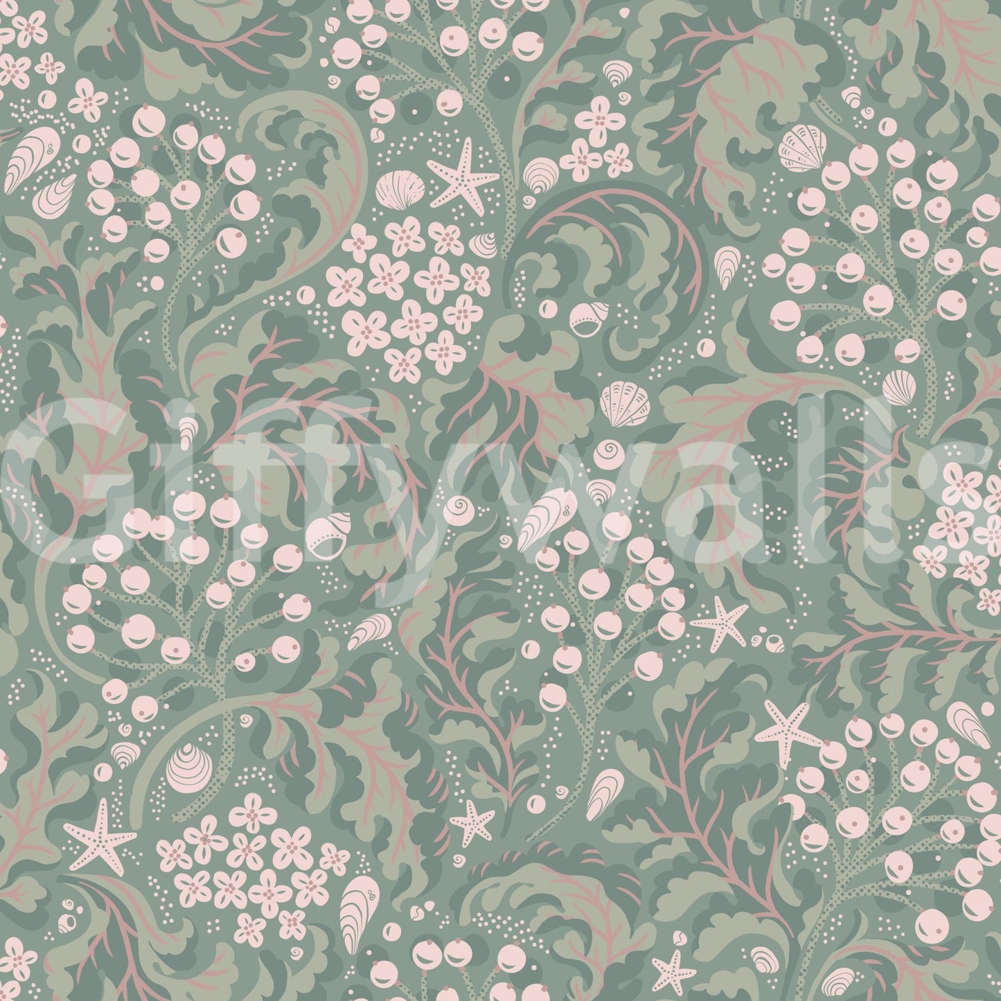 Wallpaper with rhubarb green leaves GD674

