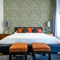 Botanical wallpaper with rhubarb green tones GD674


