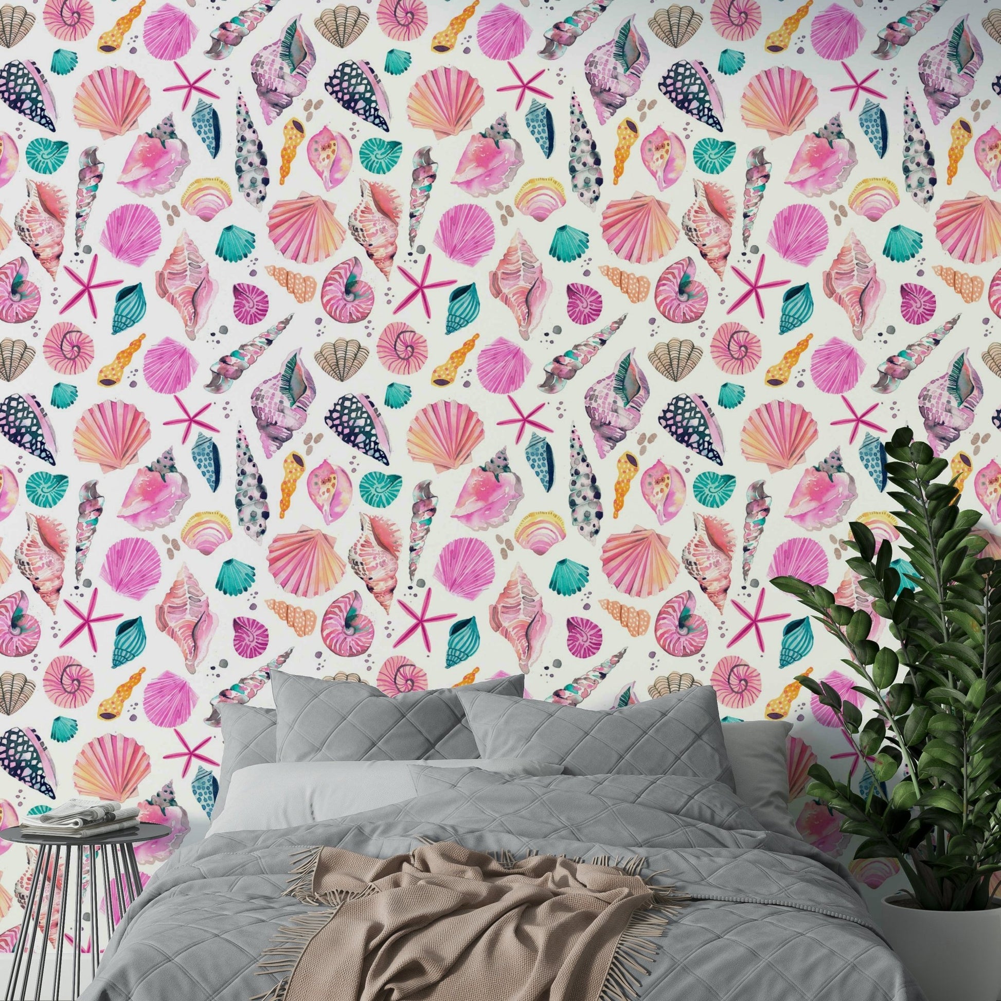 Beach style pink sea shell wallpaper for walls, GD1297
