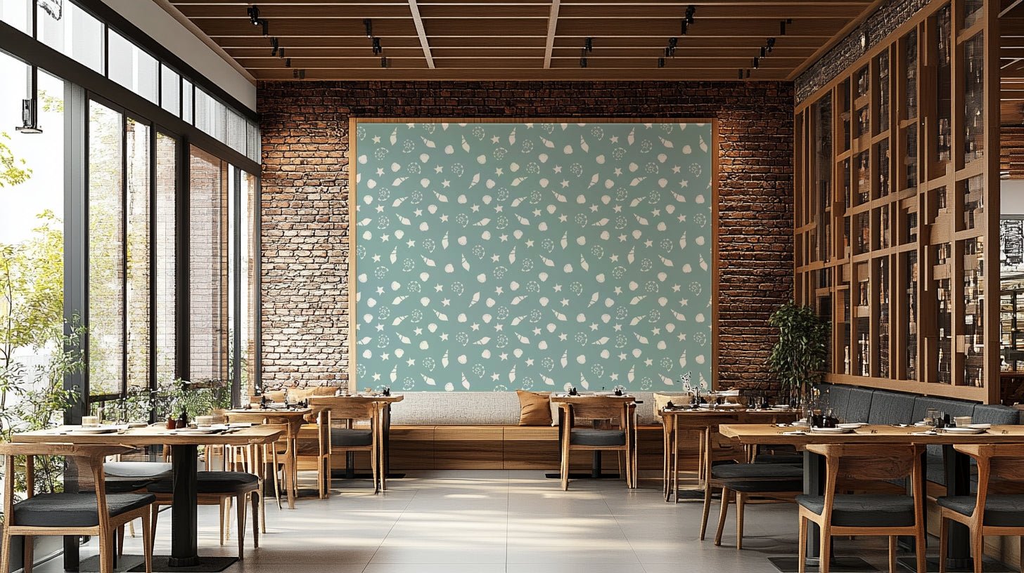Pastel seashells wallpaper on a wall, GD4432