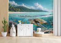 Nature inspired aquatic mural for a sophisticated nursery wall.