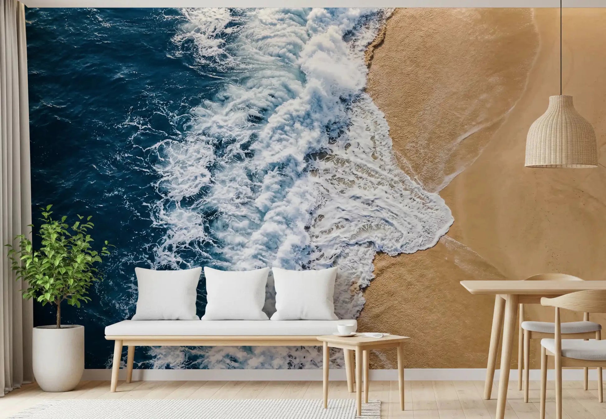 Dining room features Sea Vs Land wall mural beach and ocean, GD9220