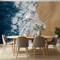 Ocean waves crash into shore in Sea Vs Land wall mural scene, GD9220