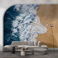 Living room styled with Sea Vs Land wall mural ocean shore view, GD9220