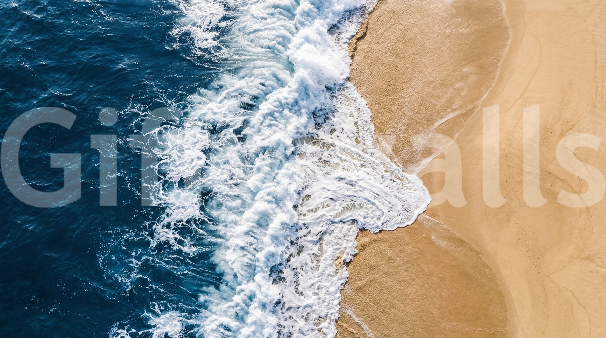Minimal coastal scene displayed in Sea Vs Land wall mural, GD9220