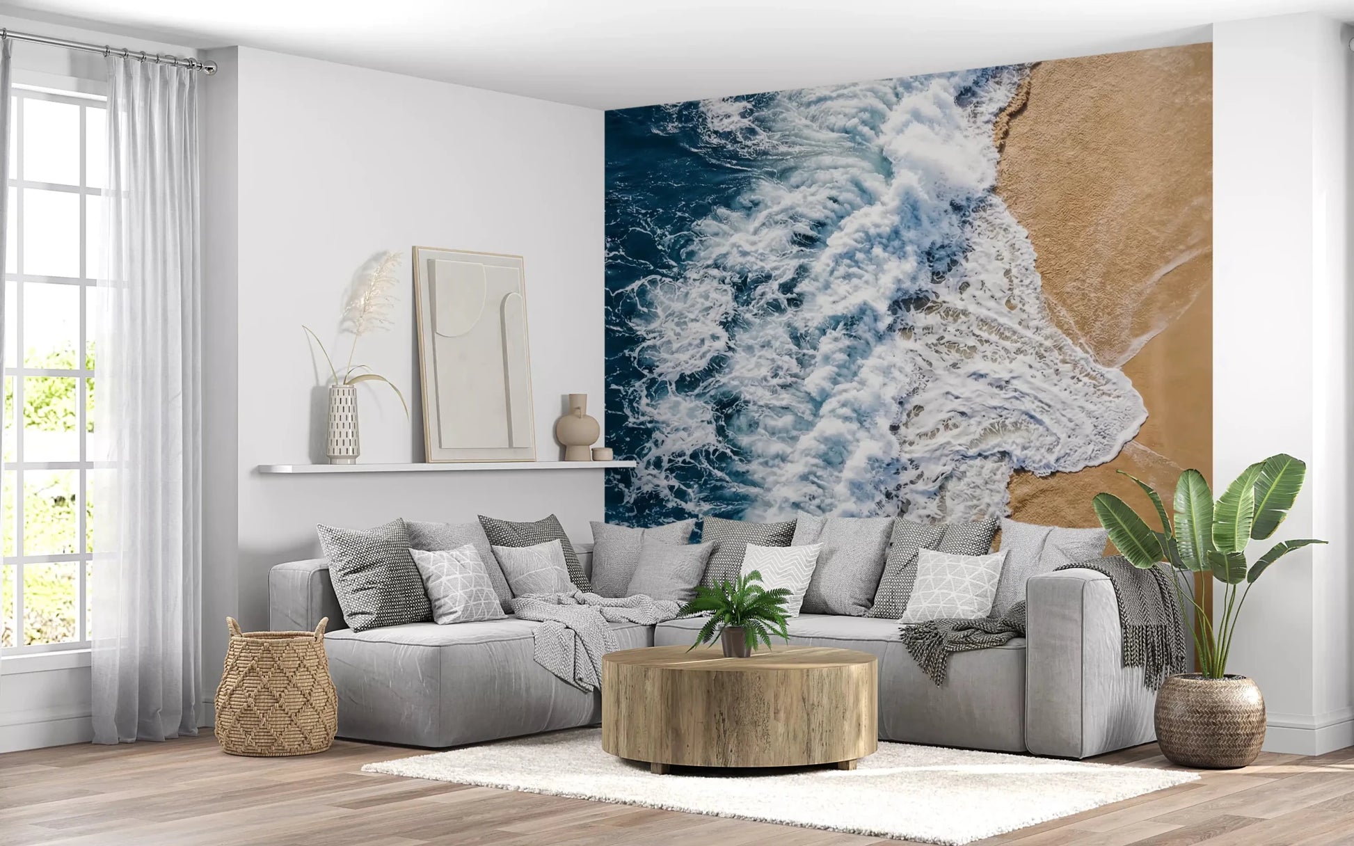 Coastal boundary captured in Sea Vs Land wall mural overhead, GD9220