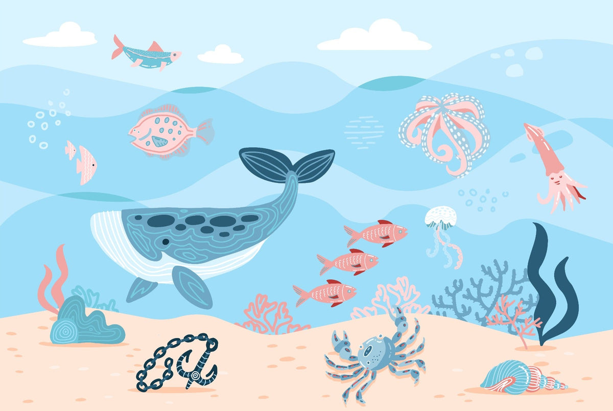 Underwater Fish Wallpaper Mural in your room — zoomed