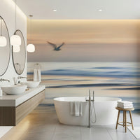 Seagull's Flight Wall Mural in a bright dining area for an accent wall wallpaper.