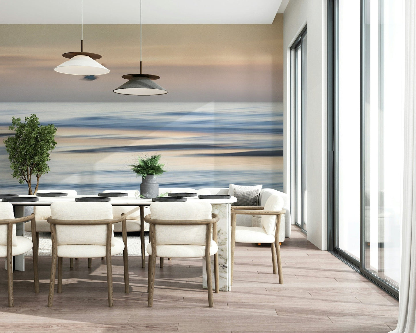 Artistic sky-inspired wallpaper for a creative workspace wall mural.