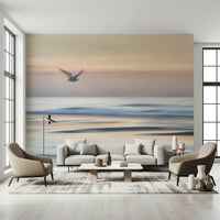 Light blue and white sky scene for a modern home office wall mural wallpaper.
