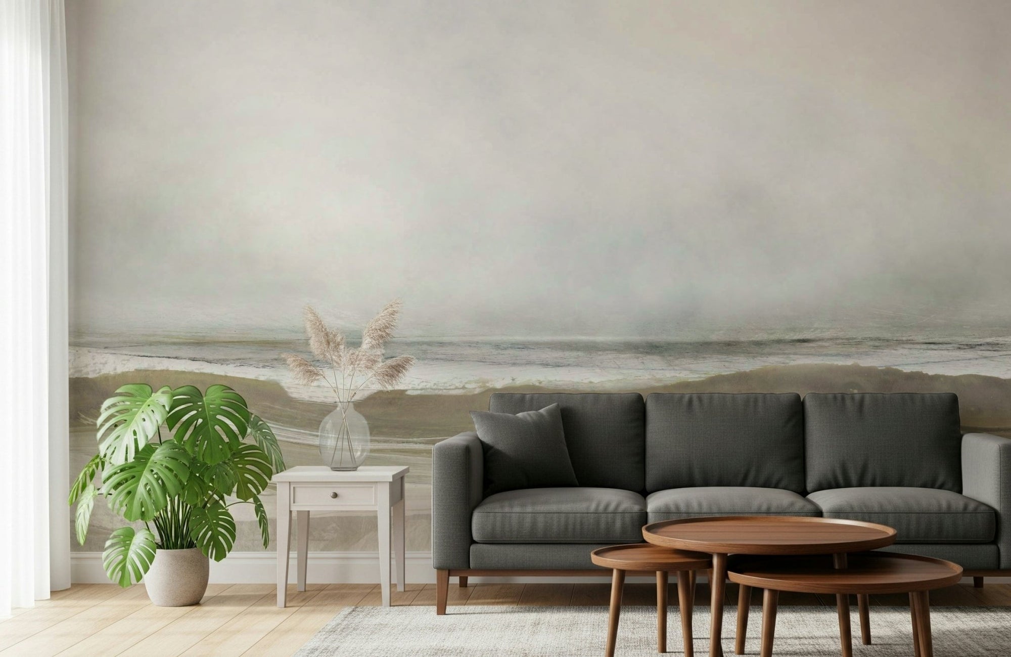 A beautiful abstract ocean wallpaper mural with subtle brushstrokes., GD5565