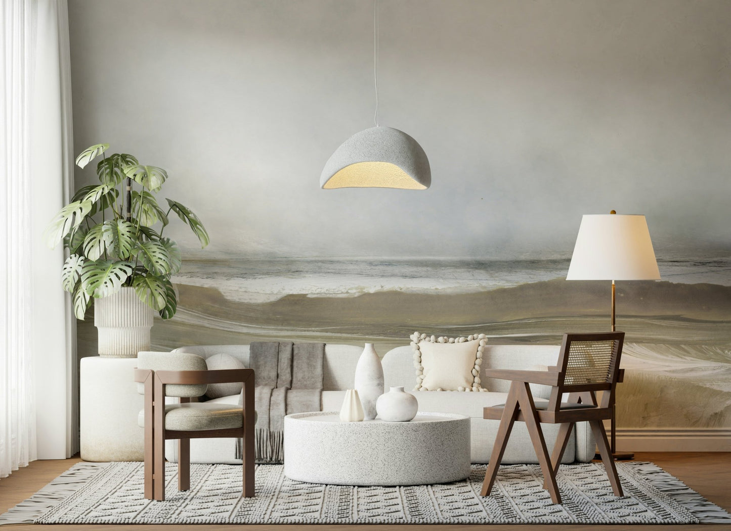 A contemplative gentle wave wallpaper mural for a feature wall., GD5565
