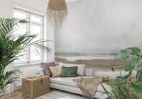 A graceful subtle pattern wall mural in cool, tranquil tones., GD5565