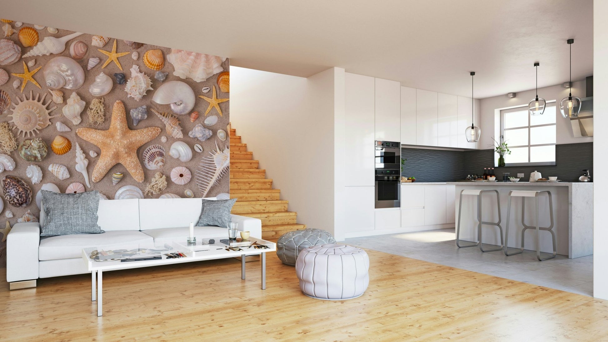 Beach themed wallcovering
