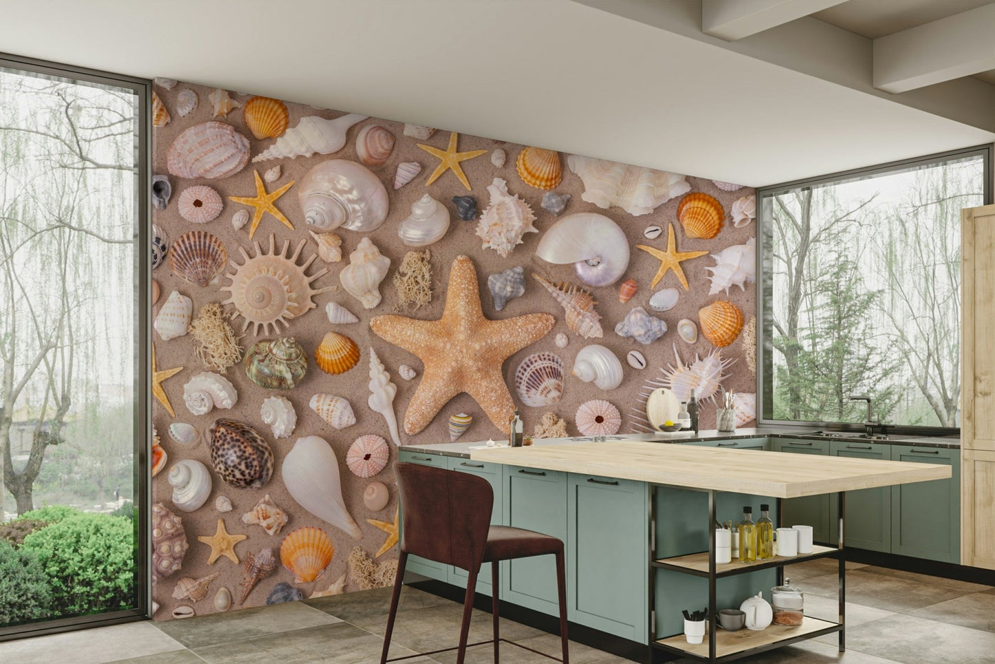 Starfish and shells pattern
