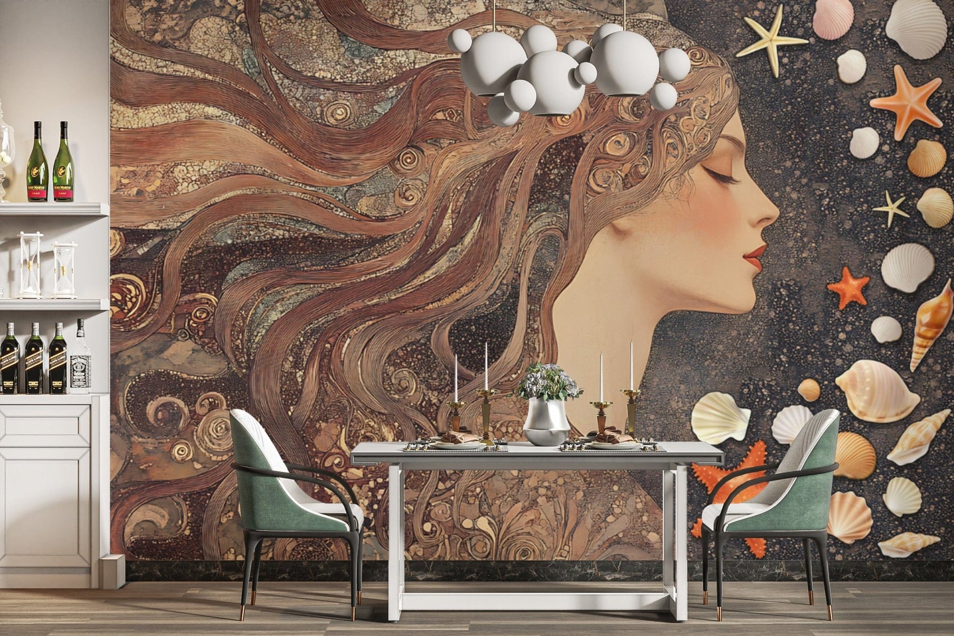 Art Deco Goddess with Marine Elements
