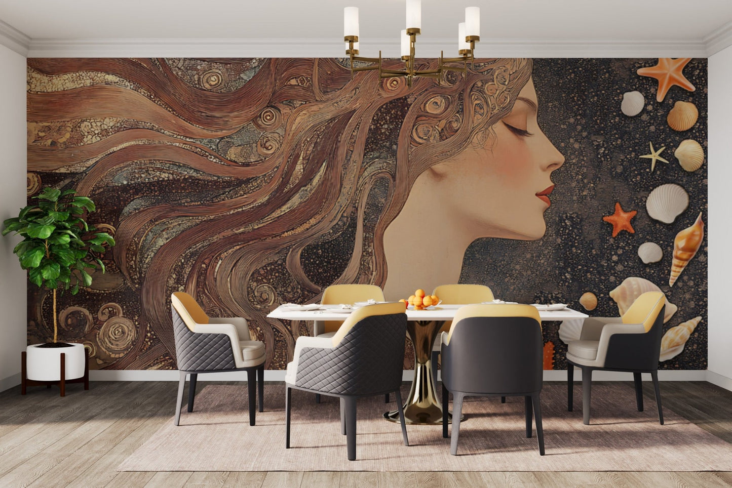 Ocean-Inspired Art Deco Wall Design
