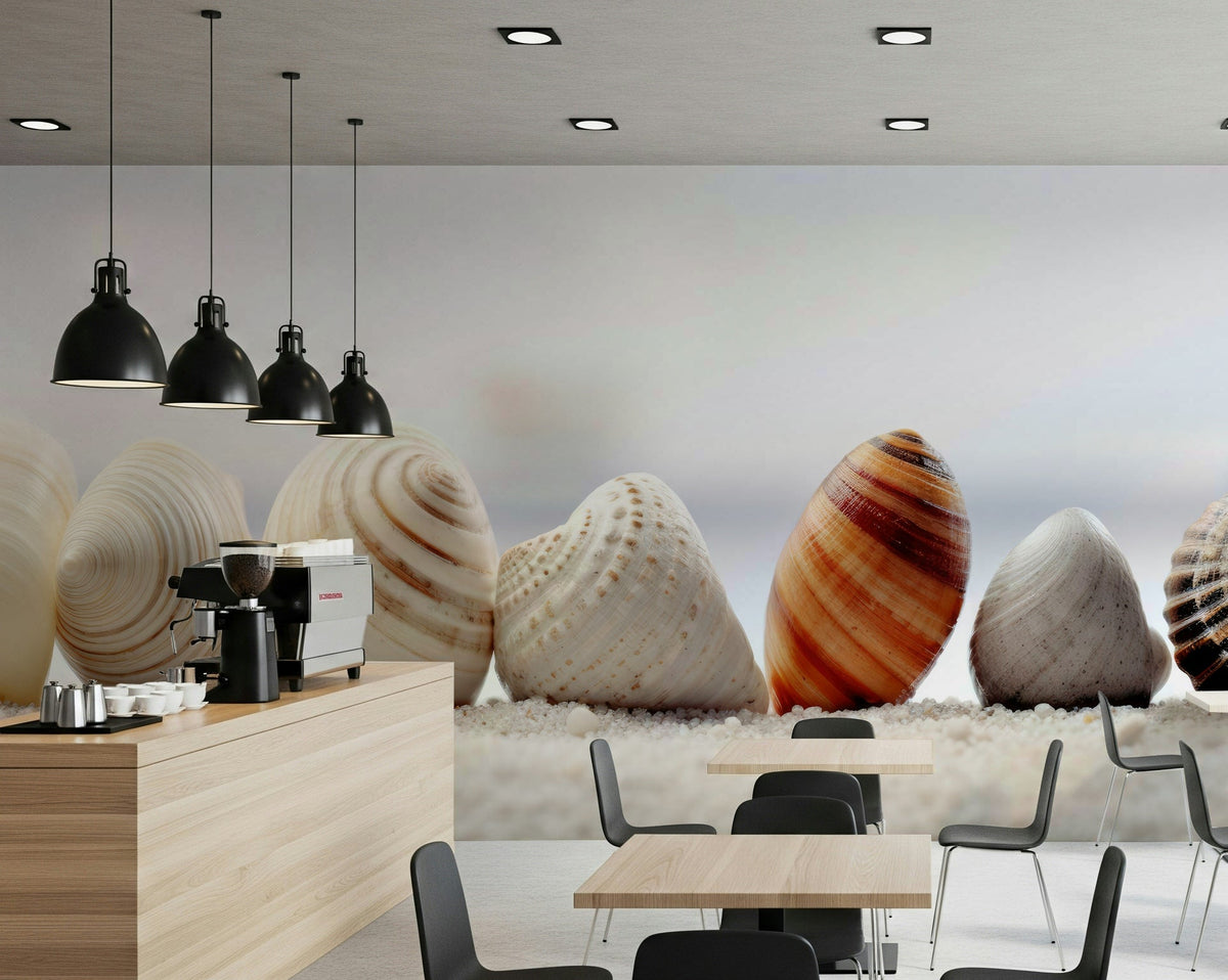 A beautiful abstract seashell wallpaper mural with subtle coastal patterns., GD5945