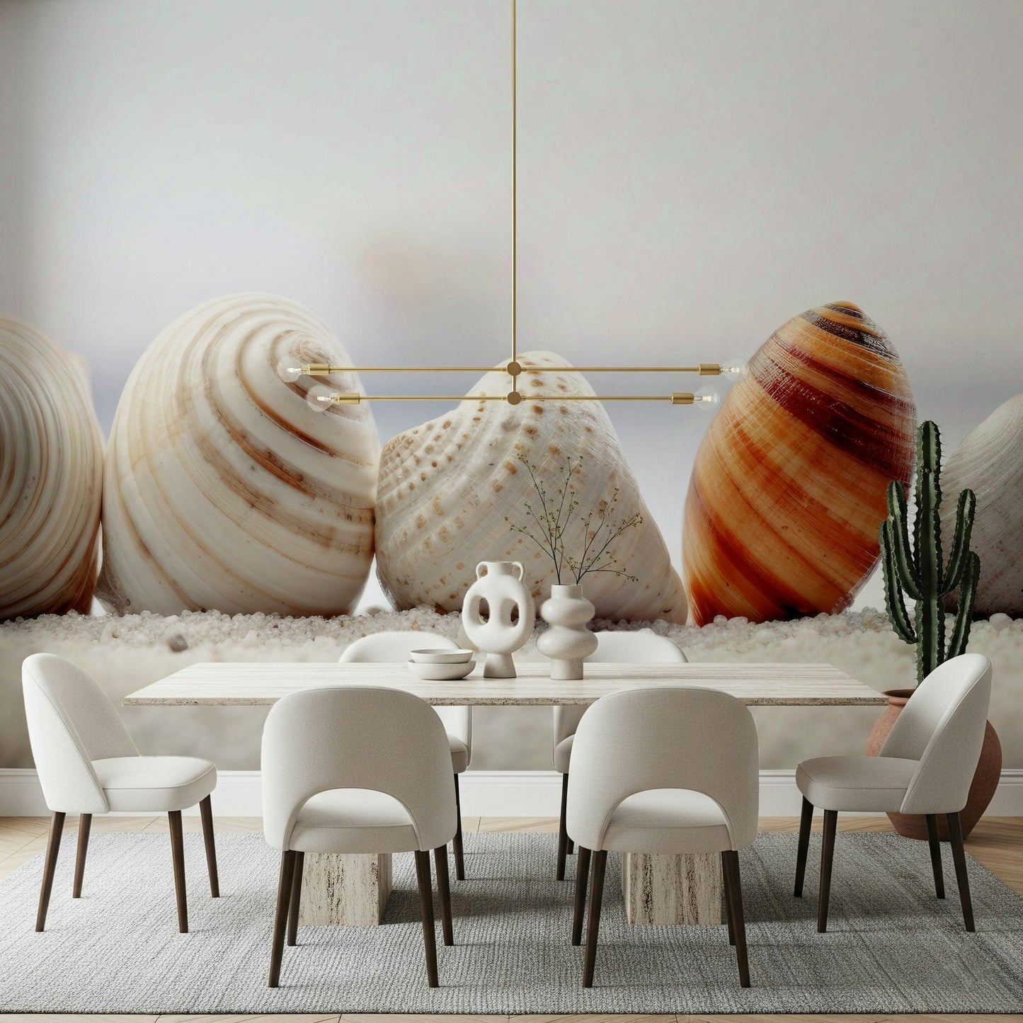 A graceful subtle pattern wall mural in cool, tranquil tones.